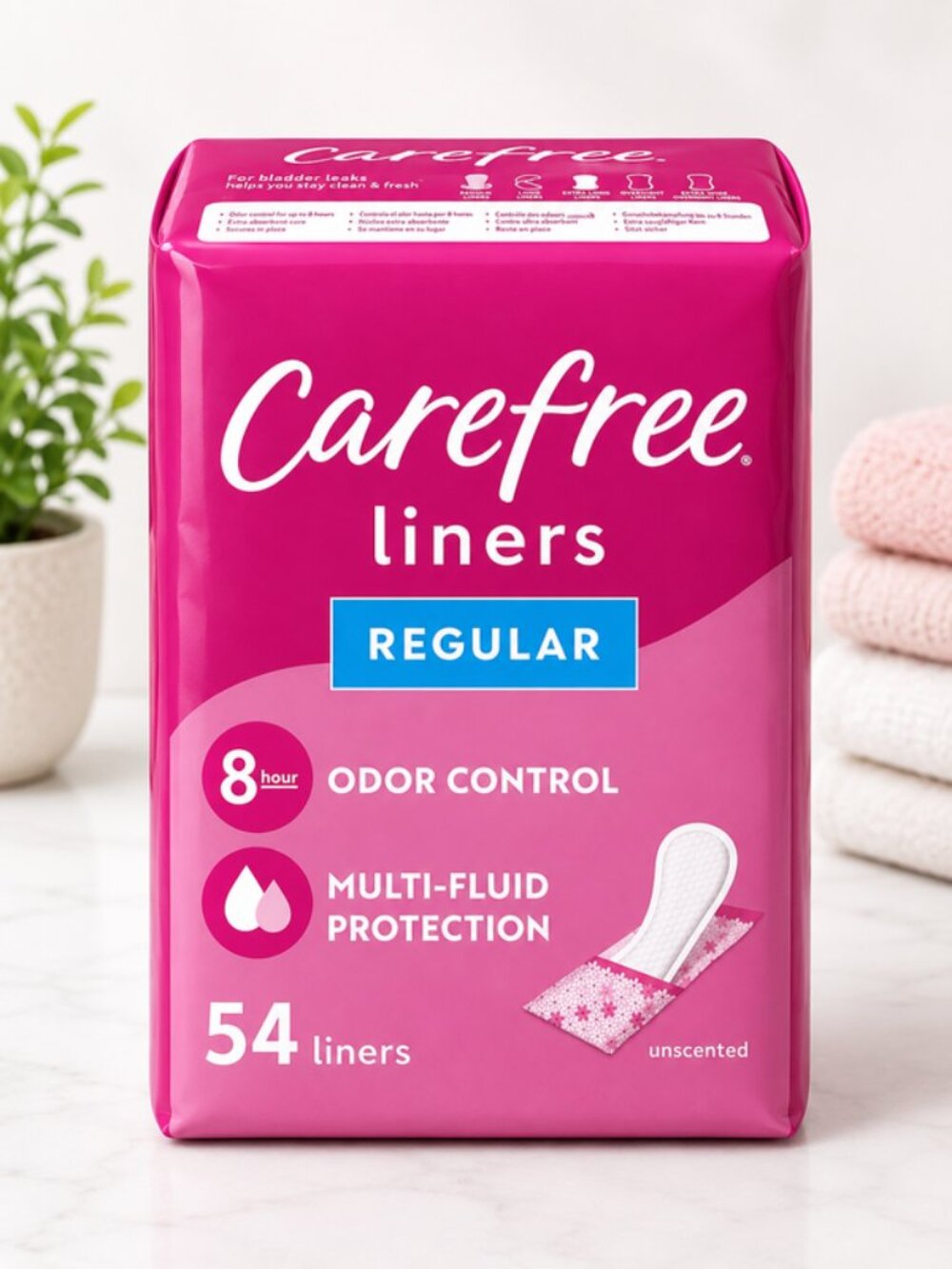 Carefree Acti Fresh Body Shape Regular Unscented Pantiliners 54 Ct Each